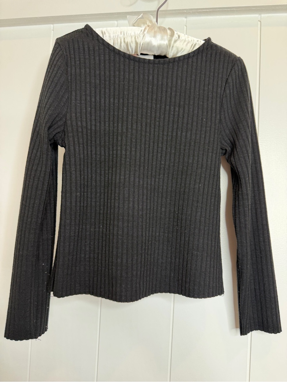 GB girls Black Ribbed Long-Sleeve Tee